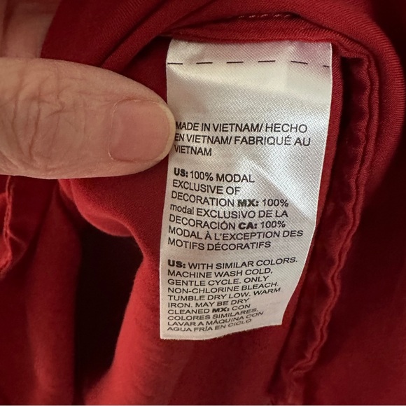 Chicos Size 2 Large Sandwashed Satin Ruffle Blouse Orange Red Lace Up Blouse Top - Picture 4 of 13